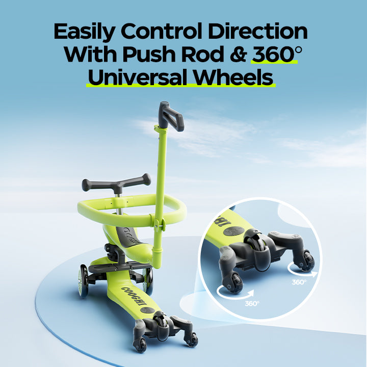 The 360° universal wheels make it easy to control the direction when walking your baby.