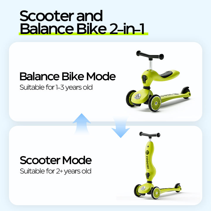 Cooghi V2 Classic Scooter and Balance bike 2 in 1
