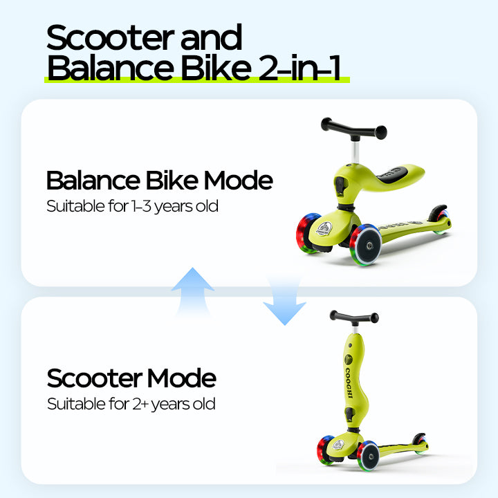 Cooghi V2 Pro Scooter and Balance Bike 2 in 1