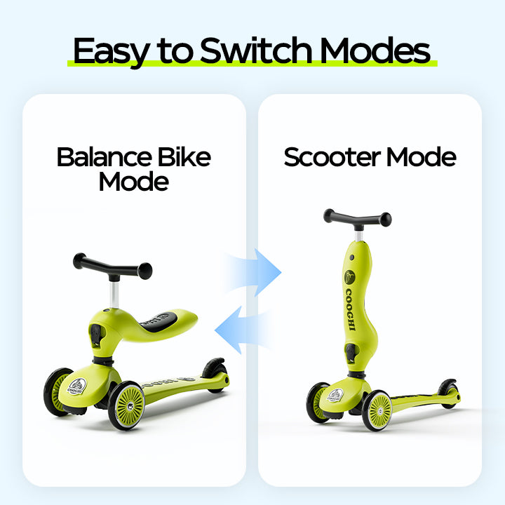 Cooghi V2 Classic Scooter Bike for Kids Easy Switch Mode