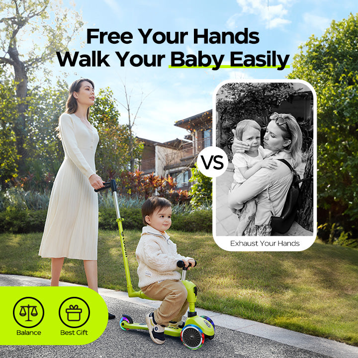 Cooghi V3 Pro toddler scooter makes it easy for mothers to walk their babies