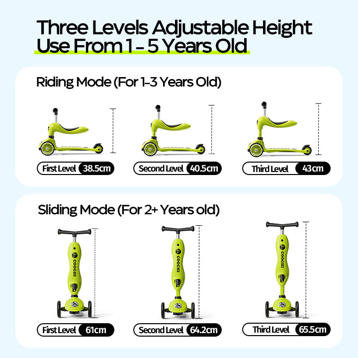 Cooghi V2 Pro trick scooters height adjustable in three levels