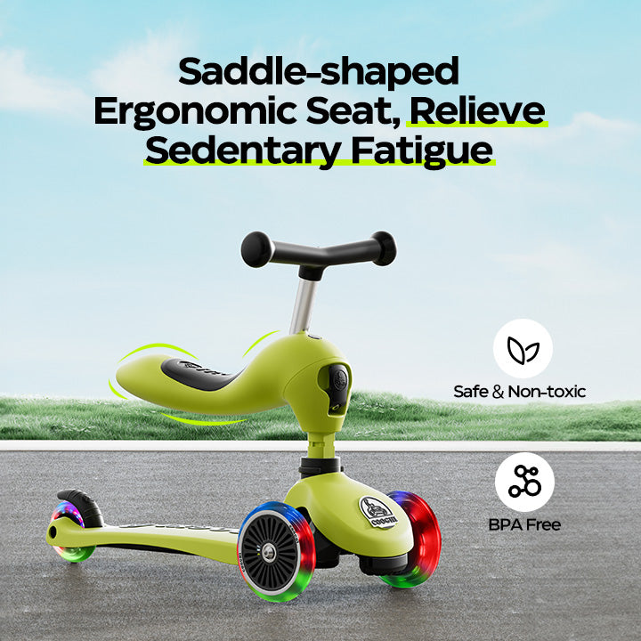 Cooghi V3 Pro scooter for toddlers saddle seat relieves sedentary fatigue