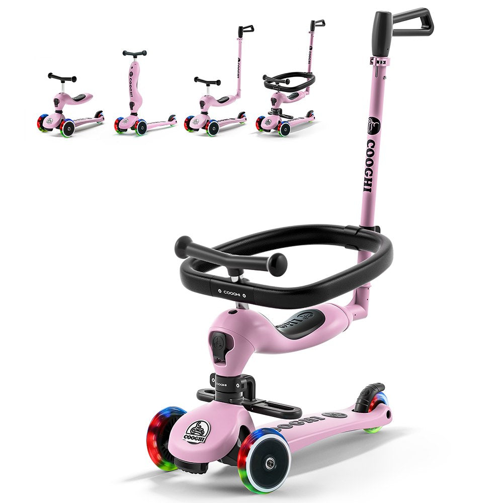 Cooghi V4 Pro scooter for kids has four modes: balance bike, scooter, stroller and walker